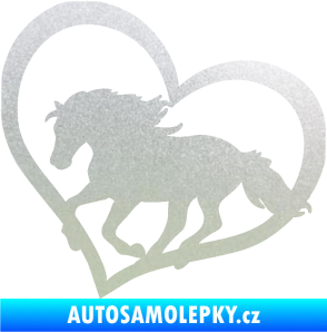Samolepka Kůň 087  levá v srdíčku pískované sklo