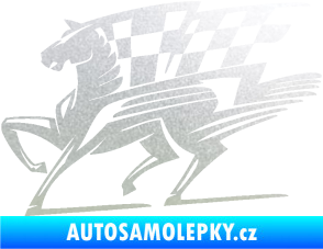 Samolepka Kůň racing 001 levá se šachovnicí pískované sklo