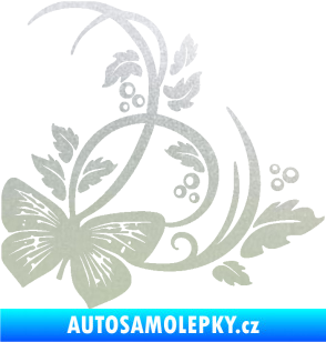 Samolepka Květina dekor 046 pravá motýl pískované sklo