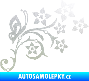 Samolepka Květina dekor 047 pravá s motýlem pískované sklo