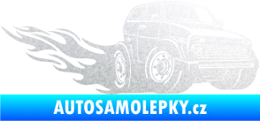 Samolepka Lada auto s plameny pravá pískované sklo
