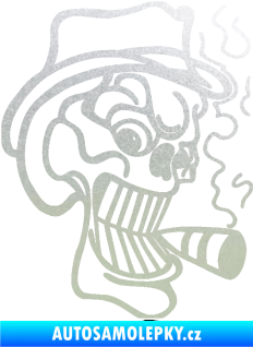 Samolepka Lebka 020 pravá crazy s cigaretou pískované sklo