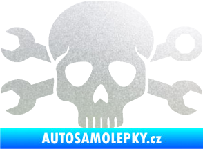 Samolepka Lebka 030 pravá mechanik pískované sklo