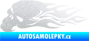 Samolepka Lebka 050 levá v plamenech pískované sklo