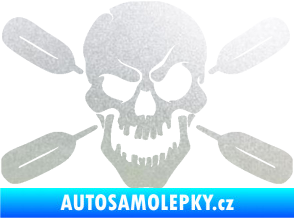 Samolepka Lebka 053 levá s pádly pískované sklo