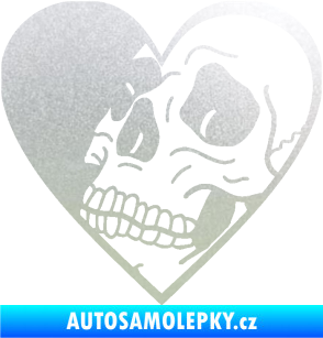 Samolepka Lebka 062 levá v srdíčku pískované sklo