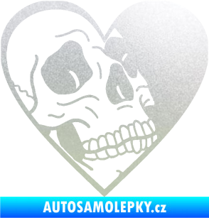 Samolepka Lebka 062 pravá v srdíčku pískované sklo