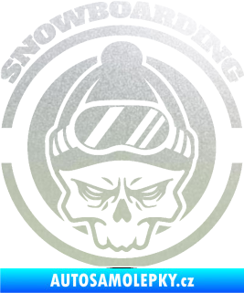 Samolepka Lebka snowboarding pískované sklo