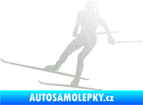 Samolepka Lyžařka 001 levá běh na lyžích pískované sklo