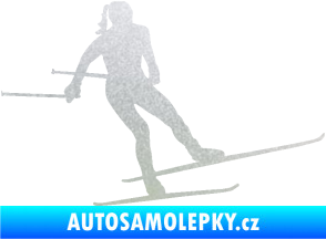 Samolepka Lyžařka 001 pravá běh na lyžích pískované sklo