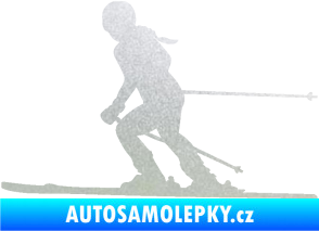 Samolepka Lyžařka 002 levá sjezd pískované sklo