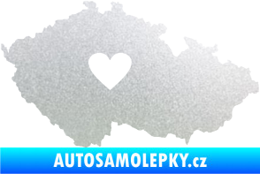 Samolepka Mapa České republiky 002 srdce pískované sklo