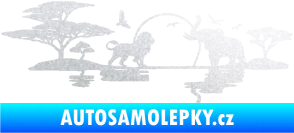 Samolepka Motiv Afrika levá -  zvířata u vody pískované sklo