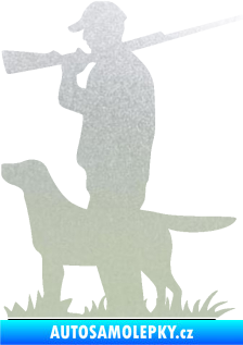 Samolepka Myslivec 005 levá se psem na lovu pískované sklo