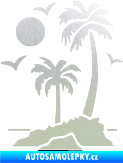 Samolepka Ostrov 002 levá palmy a moře pískované sklo