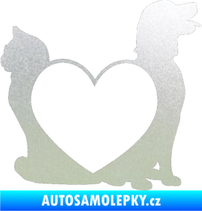 Samolepka Pejsek a kočička love pravá pískované sklo