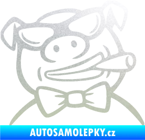 Samolepka Prase 005 pravá s doutnikem pískované sklo