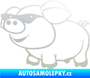 Samolepka Prase 006 levá frajer v brýlích pískované sklo
