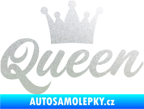 Samolepka Queen nápis s korunou pískované sklo