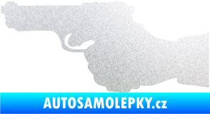 Samolepka Ruka s pistolí 001 levá ruce vzhůru pískované sklo