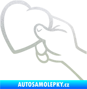 Samolepka Ruka se srdíčkem levá pískované sklo