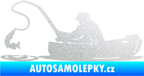 Samolepka Rybář 017 levá rybolov v lodičce pískované sklo