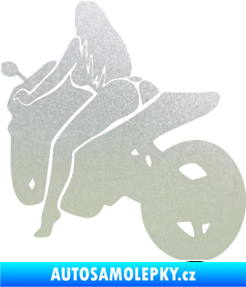 Samolepka Sexy žena na motorce levá pískované sklo