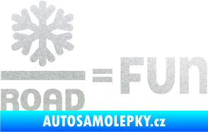 Samolepka Snow road fun nápis s vločkou pískované sklo