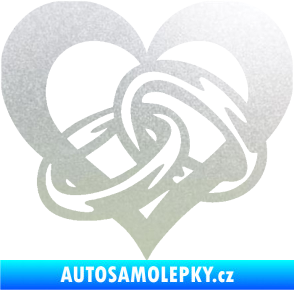 Samolepka Snubní prstýnky v srdíčku levá pískované sklo