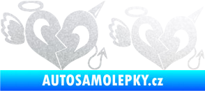 Samolepka Srdce anděl s ďáblem pískované sklo