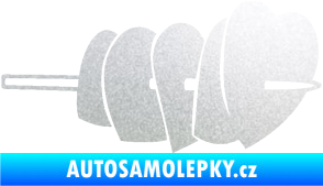 Samolepka Srdíčka na špejli pravá pískované sklo