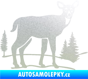 Samolepka Srna 002 pravá s krajinou pískované sklo