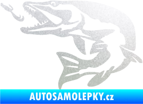 Samolepka Štika 005 levá s návnadou pískované sklo