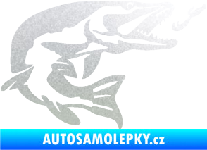 Samolepka Štika 005 pravá s návnadou pískované sklo