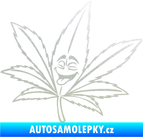 Samolepka Travka 003 levá lístek marihuany s obličejem pískované sklo