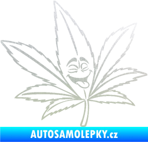 Samolepka Travka 003 pravá lístek marihuany s obličejem pískované sklo