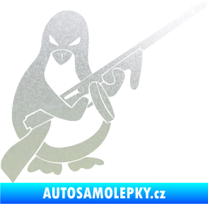 Samolepka Tučňák se samopalem pravá pískované sklo