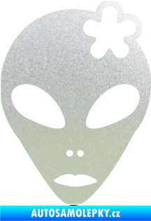 Samolepka UFO 009 slečna s kytičkou pravá pískované sklo