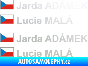 Samolepka Vlajka ČR se jménem pískované sklo