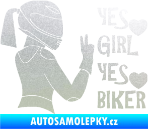 Samolepka Yes girl, yes biker motorkářka pískované sklo