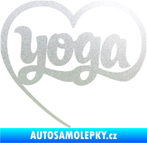 Samolepka Yoga nápis v srdíčku pískované sklo
