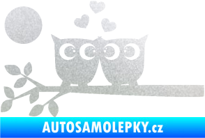 Samolepka Zamilované sovy levá na větvičce pískované sklo