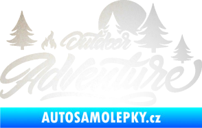 Samolepka Adventure outdoor nápis les,hory a táborák odrazková reflexní bílá