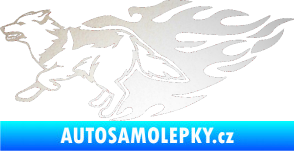 Samolepka Animal flames 090 levá vlk odrazková reflexní bílá