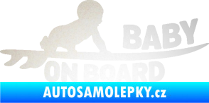 Samolepka Baby on board 010 pravá surfing odrazková reflexní bílá
