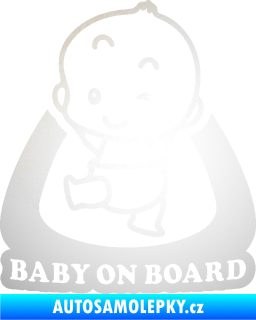 Samolepka Baby on board 011 levá s nápisem odrazková reflexní bílá