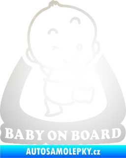 Samolepka Baby on board 011 pravá s nápisem odrazková reflexní bílá