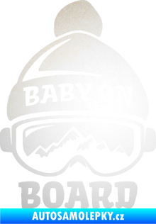 Samolepka Baby on board 012 levá na horách odrazková reflexní bílá
