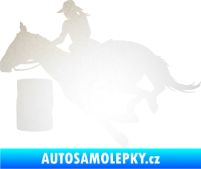 Samolepka Barrel racing 001 levá cowgirl rodeo odrazková reflexní bílá