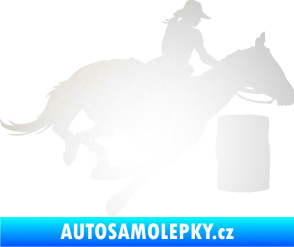 Samolepka Barrel racing 001 pravá cowgirl rodeo odrazková reflexní bílá
